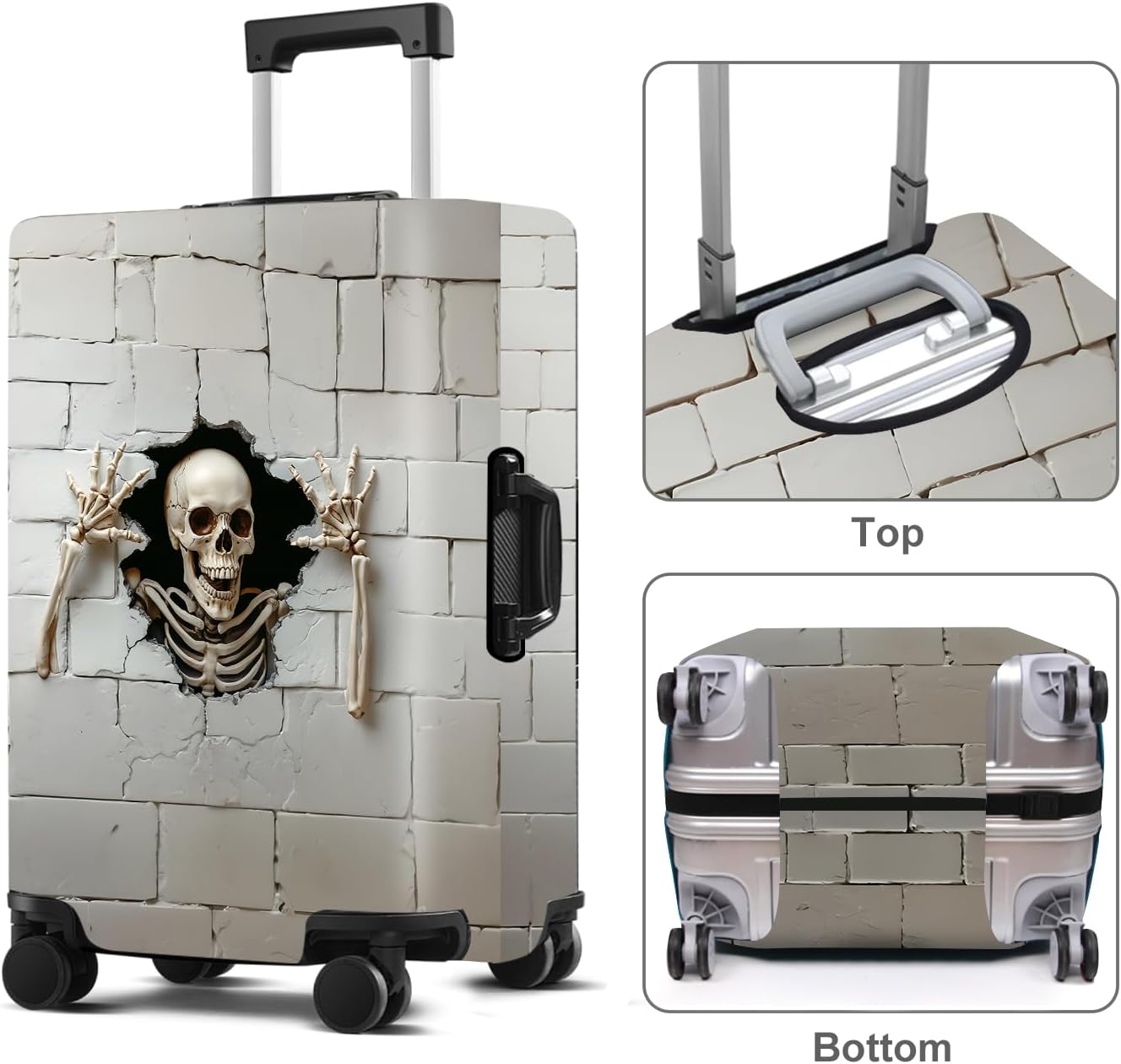 Luggage Cover Washable Suitcase Protector Anti-Scratch,Stretchable Fit for 20-34Inch Luggage Durable Travel Bag Cover with Zipper Closure (Skull, M(fits 24-26Inch suitcase))