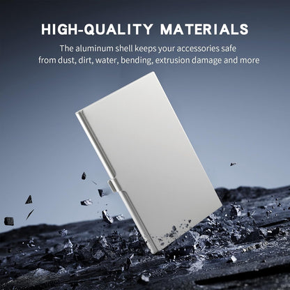 Aluminum SD Card Case, 9Slots Ultrathin SD Card Holder, Memory Card Storage Holder, Fit for 1 SD Card, 8 Micro SD Card, Silver