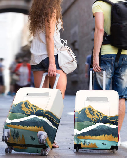 Slohif Luggage Cover for Suitcase Tsa Approved Protector - Luggage Sleeve Large Suit Case Cover Travel Stretch Baggage Case Protective Washable Fit 24-27 Inch Mountain M