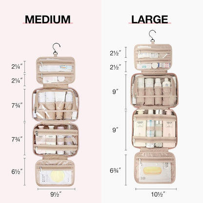BAGSMART Toiletry Bag Hanging Travel Makeup Organizer with TSA Approved Transparent Cosmetic Bag Makeup Bag for Full Sized Toiletries, Large-Pink