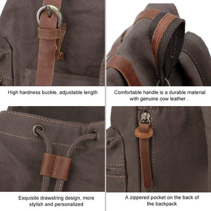 AUGUR High Capacity Canvas Vintage Backpack - for School Travel 12-15" Laptop Backapcks for Men Casual Daypacks Rucksack (M-Army Green)