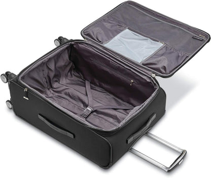 Samsonite Solyte DLX Softside Expandable Luggage with Spinner Wheels, Midnight Black, Checked-Medium 25-Inch