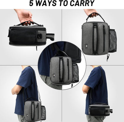 MIER Expandable Lunch Bag Insulated Lunch Box for Men to Work Travel Portable Lunchbox Bags with Shoulder Strap and Water Bottle Holder, Grey