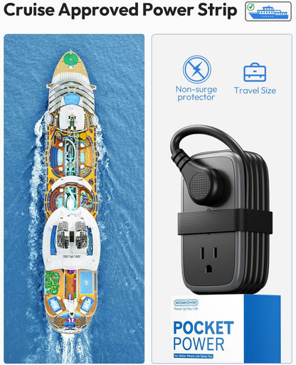 Travel Power Strip with USB C Port, NTONPOWER Flat Plug Extension Cord with 4 Outlets 3 USB (1 USB C) for Cruise Ship Essentials, 4ft Wrapped Short Extension Cord for Hotel Dorm Room,1 Pack