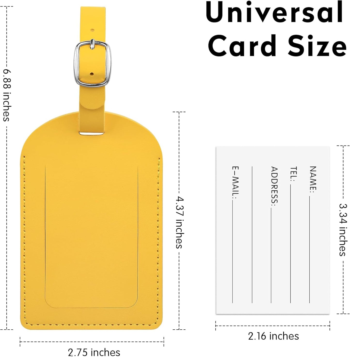 4-Piece Luggage Tags for Suitcase Travel Bag Labels Privacy Protection Luggage Tag for Baggage PVC Baggage ID Label Tags Yellow