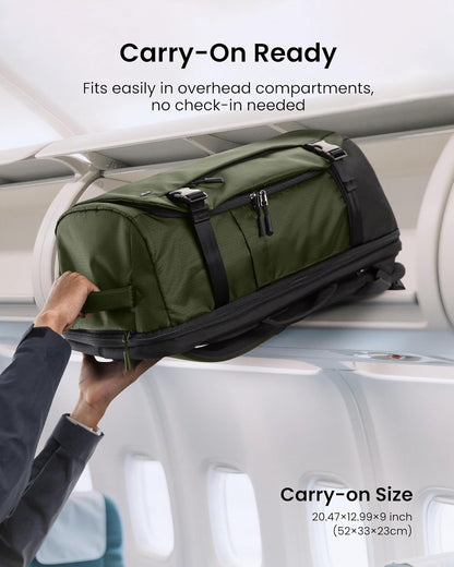 tomtoc Travel Backpack 40L, TSA Friendly Flight Approved Carry-on Luggage Hand Water-resistant Lightweight Business Rucksack, Durable Large Weekender Bag Daypack Fits 17.3 Inch Laptop