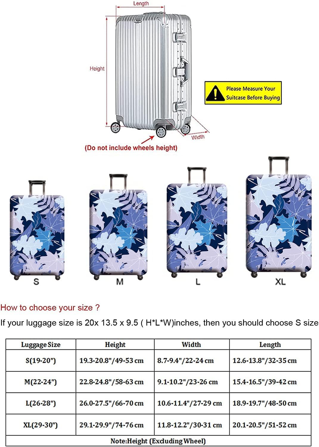 Travel Luggage Cover, Suitcase Protector Bag Fits 22-24 Inch Luggage Bluemaple