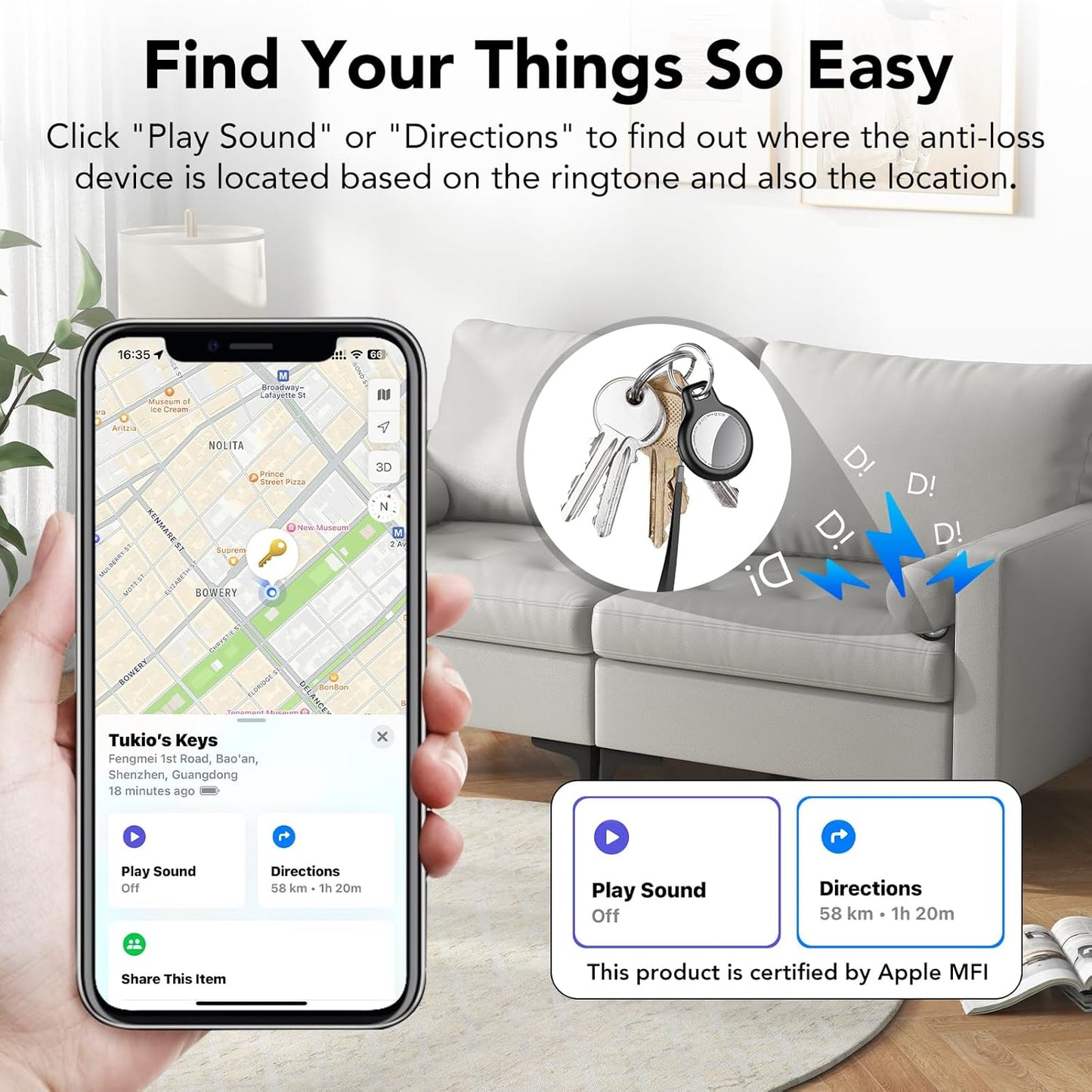 2025 New [Apple MFi Certified] (iOS Only) Air Tracker Tags-5 Pack, Bluetooth Tracker for Apple Find My, Replaceable Battery, Key Finder and Item Locator Smart Tag for Keys, Bags, Luggage, Pets, Wallet