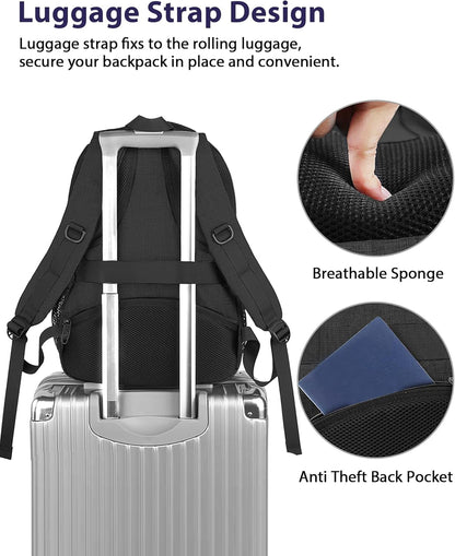 MATEIN 15.6 Inch College Backpack, 20 L Airline Approved Laptop Computer Backpack with Multiple Organization Pockets, Water Resistant Personal Item Casual backpack for Men Women, Black