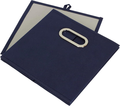 Household Essentials 81-1 Foldable Fabric Storage Bins | Set of 6 Cubby Cubes with Handles | Navy Blue, 6 lbs (Pack of 6)