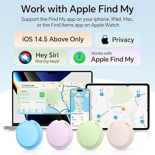 Air 4 Pack tags Tracker [Apple MFi Certified] Pair with Apple Find My(iOS Only) Smart Bluetooth Key Tracking Tags Item Finders Waterproof Worldwide Located Devices for Pet Wallet Backpack Dogs Luggage