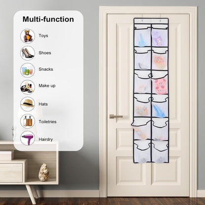 12 Large Pockets Over The Door Hanging Shoe Organizer, White