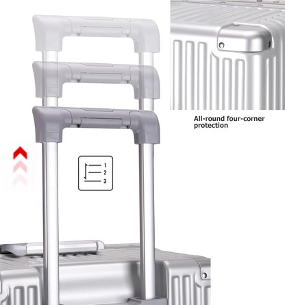 feilario 30in Super Large Captain Aluminum Frame Hardside Spinner Wheels Luggage, Zipperless Checked Suitcase with Cup Holder/Phone Holder