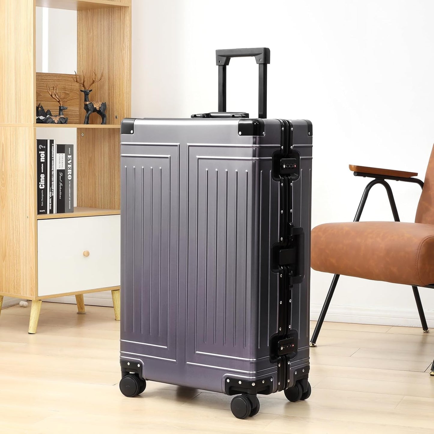 All Aluminum 20/28 Luggage Set，Cut from Whole Aluminum Sheet，22x14x9 Airline Approved ，（3rd Generation，Premium Metal zipperless suitcase ） (grey, 20+28inch)