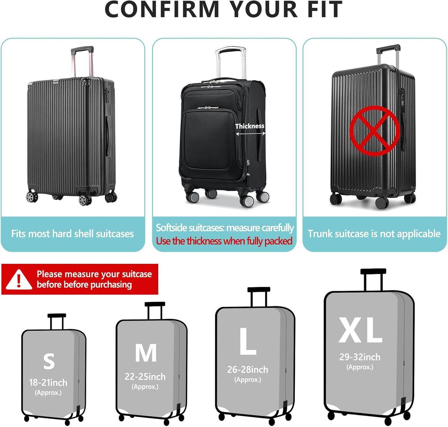 TRAVELKIN more than travel Luggage Cover Washable Suitcase Protector Anti-scratch Suitcase cover Fits 18-32 Inch Luggage