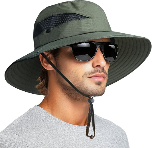 PFFY Sun Bucket Hats for Men Women 3” Wide Brim UPF 50+ Fishing & Beach Hat