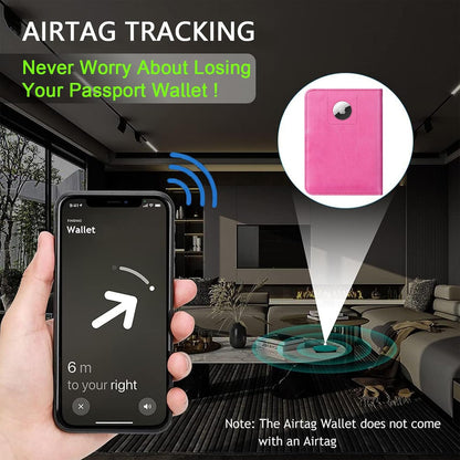Airtag Passport Holder Cover Wallet Travel Essentials RFID Blocking Leather Card Case International Must Haves Travel Accessories for Women Men(119#Pink)