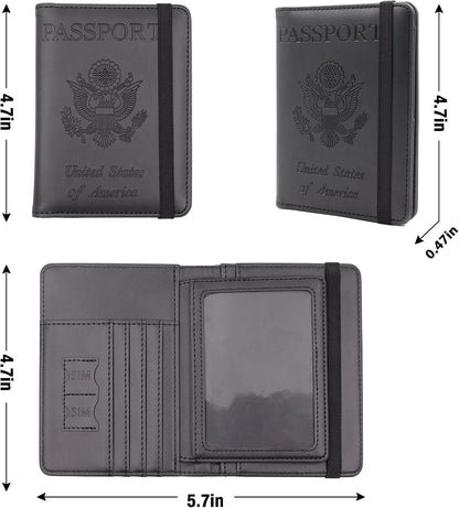 Melsbrinna Rfid Passport Holder for Travel women/Men, Cute Passport Wallet Rfid Blocking Card Slots, Rfid Passport Cover/CaseTravel Wallet, Passport Book Holder (1, Black3)