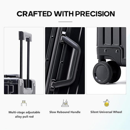 YYW Aluminum Carry-On Luggage Airline Approved Lightweight Suitcase with TSA Lock and Silent Wheels, Hardshell Spinner Business Travel (Gunmetal gray, 24in)