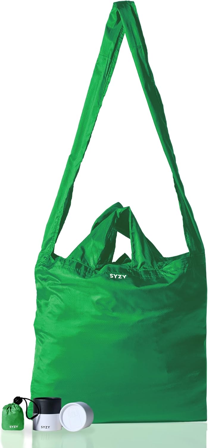 SYZY World's Most Compact Travel Tote Bag Portable Shopping Beach Market Bag - Reusable Collapsible Stuffable