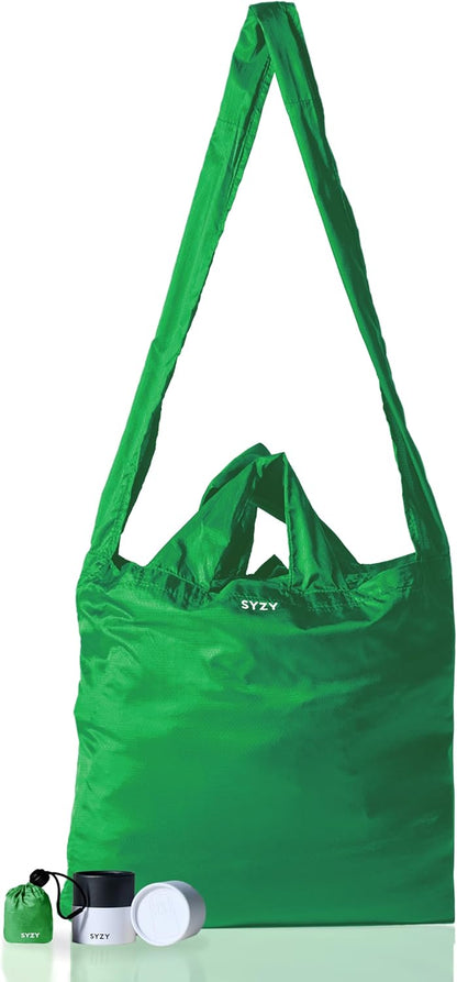 SYZY World's Most Compact Travel Tote Bag Portable Shopping Beach Market Bag - Reusable Collapsible Stuffable