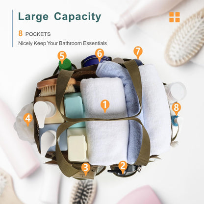 F-color Shower Caddy Portable - Mesh Shower Bag Basket Tote for College Dorm Room Essentials Bathroom Gym Camp Quick Dry for Women Men with S Hook, Brown Camouflage