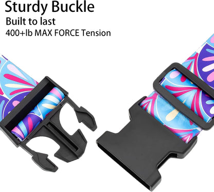 Plumes Luggage Straps for Suitcases, Adjustable Luggage Travel Belts to Keep Luggage Security While Travel, Strong Polyester Fabric, Easy-to-Recognize Stylish Design Travel Essentials, 2 Pack