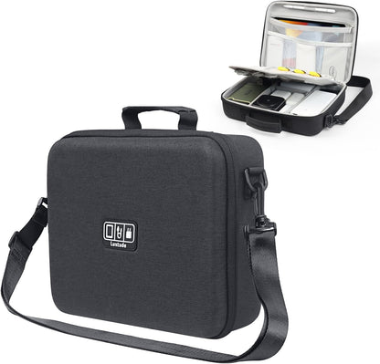 Luxtude Electronic Organizer Travel Case Large, Hard Case for Electronics, EVA Tech Organizers, Travel Cable Bag with Shoulder Strap, Charger Organizers Carrying Cases for iPad(Up to 11’’)