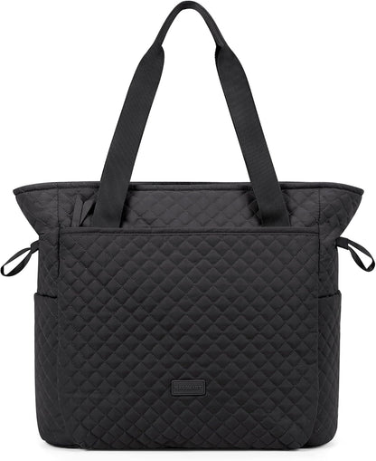BAGSMART 25L Quilted Tote Bag Large Shoulder Bag with Top Handle for Women, Machine Washable Work Travel Handbag