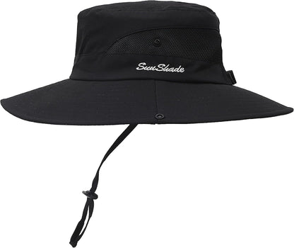 Womens Summer Sun Hat Beach Hat Wide Brim Outdoor UV Protection Hat Foldable Cool Mesh Ponytail Bucket Hat