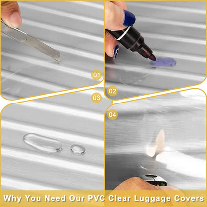 Suitcase Cover for 24" Luggage TSA Approved Clear PVC Thickened Protective Sleeve Cover for Wheeled Luggage Waterproof