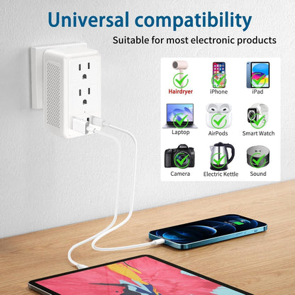 Mapambo 2000W 220V to 110V Voltage Converter US to Europe, Power Converter European Travel Converter for Hair Dryer, Power Converter Adapter Combo with Type C USB A for 150 Countries (White)