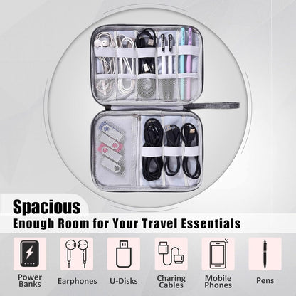 CILLA Travel Cord Organizer Case, Portable Waterproof Storage Bag for Charger, Cord, USB, Power Bank, Earphone, SD Card, Travel Essentials