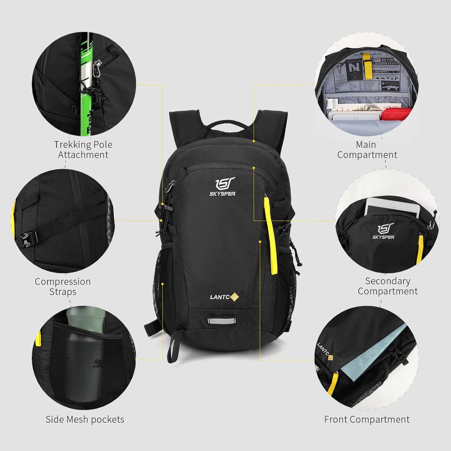 SKYSPER Small Hiking Backpack, 20L Lightweight Travel Backpacks Hiking Daypack for Women Men