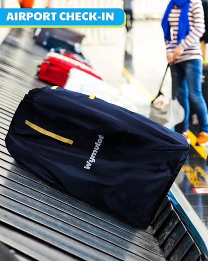Large Stroller Bag for Airplane, Waterproof Stroller Travel Bag, Gate Check Stroller Bag for Single/Double Stroller Travel Bag with Handle and Drawstring Closure Stroller Cover (Blue)