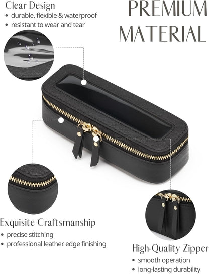 Popvibe Clear Makeup Bag Travel Cosmetic Case Transparent Toiletry Bag with Zipper, Portable Make Up Organizer Traveling Compact Car Bag for Essentials