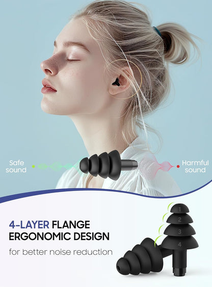 Ear Plugs for Airplane Pressure Relief, 2 Pairs Adults Soft Silicone Reusable Airplane Earplugs 26dB, with Silicone Connector Cord, Travel Essentials for Flying, Ear Protection Earplugs for Plane