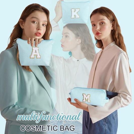 YOOLIFE 2 Travel Makeup Bags for Women - Cute Makeup Bag Makeup Bag Organizer Make Up Bag Travel Essentials Makeup Bag Personalized Gifts Friend Gifts for Women Teenager Bridesmaids Letter B
