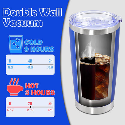 20oz Tumbler Stainless Steel Tumbler Cup with Lid Vacuum Insulated Double Wall Travel Mug, Durable Powder Coated Travel Coffee Tumbler Mug for Hot & Cold Drinks, Dark Blue,4 Pack