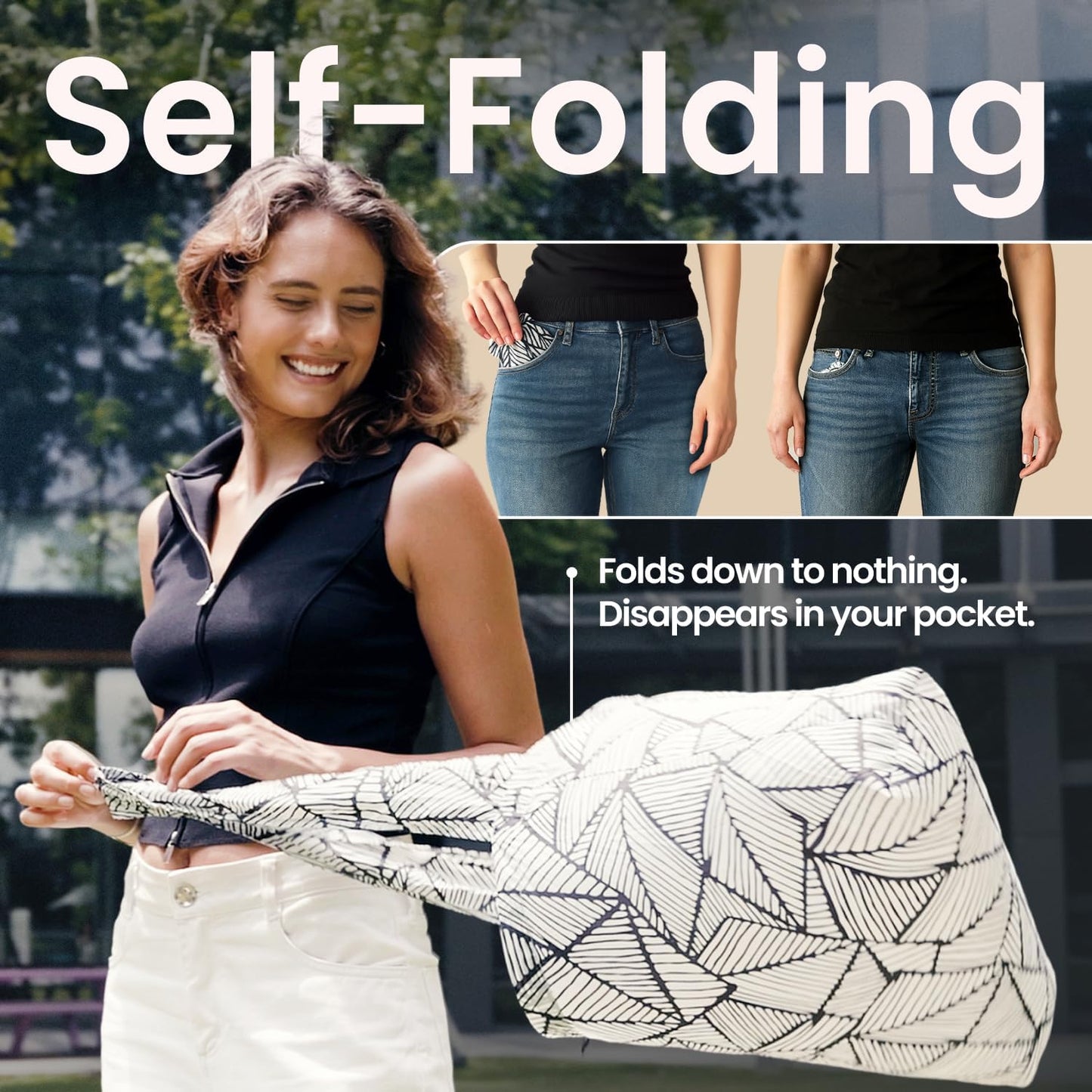 Nanobag Ultra-Lightweight Foldable Tote for Women & Men, Reusable Grocery & Travel Bag, Packable Collapsible Compact Market Essential (Standard Gray)