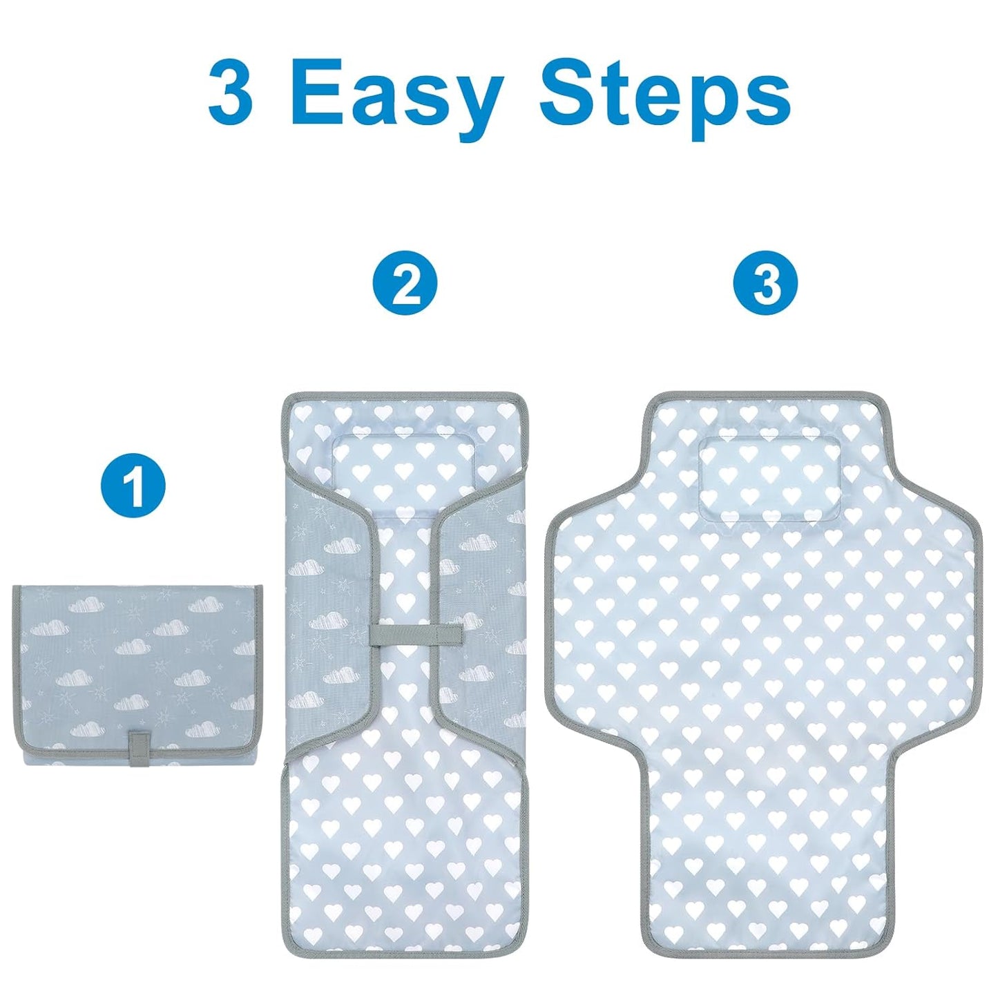 Accmor Portable Diaper Changing Pad, Waterproof Baby Changing Mat, Foldable Travel Diaper Changing Pads for Baby, Baby Essentials Shower Registry Gifts