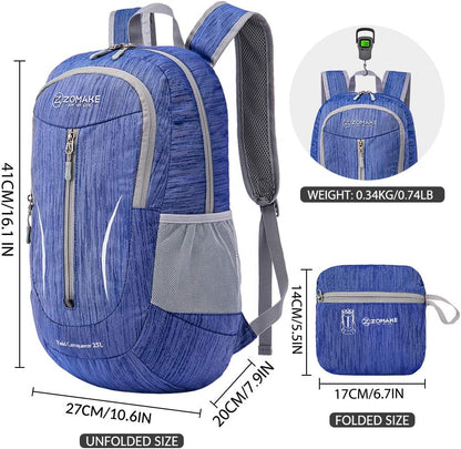ZOMAKE 25L Ultra Lightweight Packable Backpack, Foldable Hiking Backpacks Water Resistant Small Folding Daypack for Travel(Dark Blue)