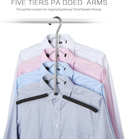 DOIOWN Blouse & Shirt Hangers - Non Slip Space Saving Stainless Steel Closet Organizer (2 Pack)