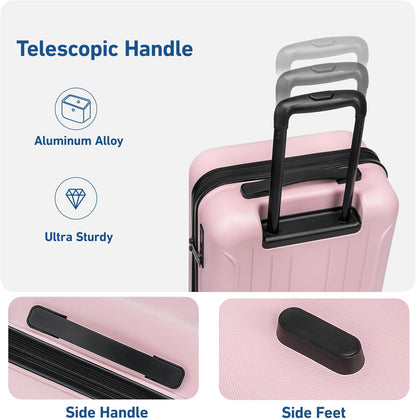 KYME Suitcase Hardshell With Double Spinner Wheels, PC+ABS TSA Lock Travel Luggage (Pink, 24" Checked)
