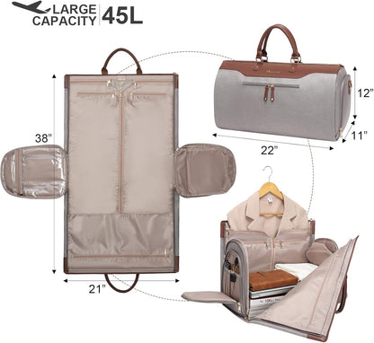 Modoker Carry on Garment Bags for Travel, Convertible Garment Duffel Bag with Shoulder Strap for Men Women- 2 in 1 Hanging Suitcase Suit Travel Bags