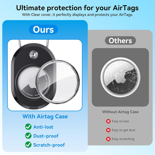 DDJ 4-Pack Luggage Tag Case for Apple Air Tracker Tag & Moto Tag with Wire Cable Lock, Waterproof, Anti-Lost Air Tags Holder with Name ID Cards for Travel, Luggage, Keys, Backpacks, Dog, Pets, Bags