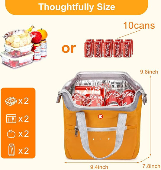 ETidy Fashionable & Lightweight Reusable Lunch Bag Large Capacity Waterproof & Leak Proof Lunch Box Insulated Cooler Lunch Tote For Women Adult To Work Travel Outdoor(Blue)