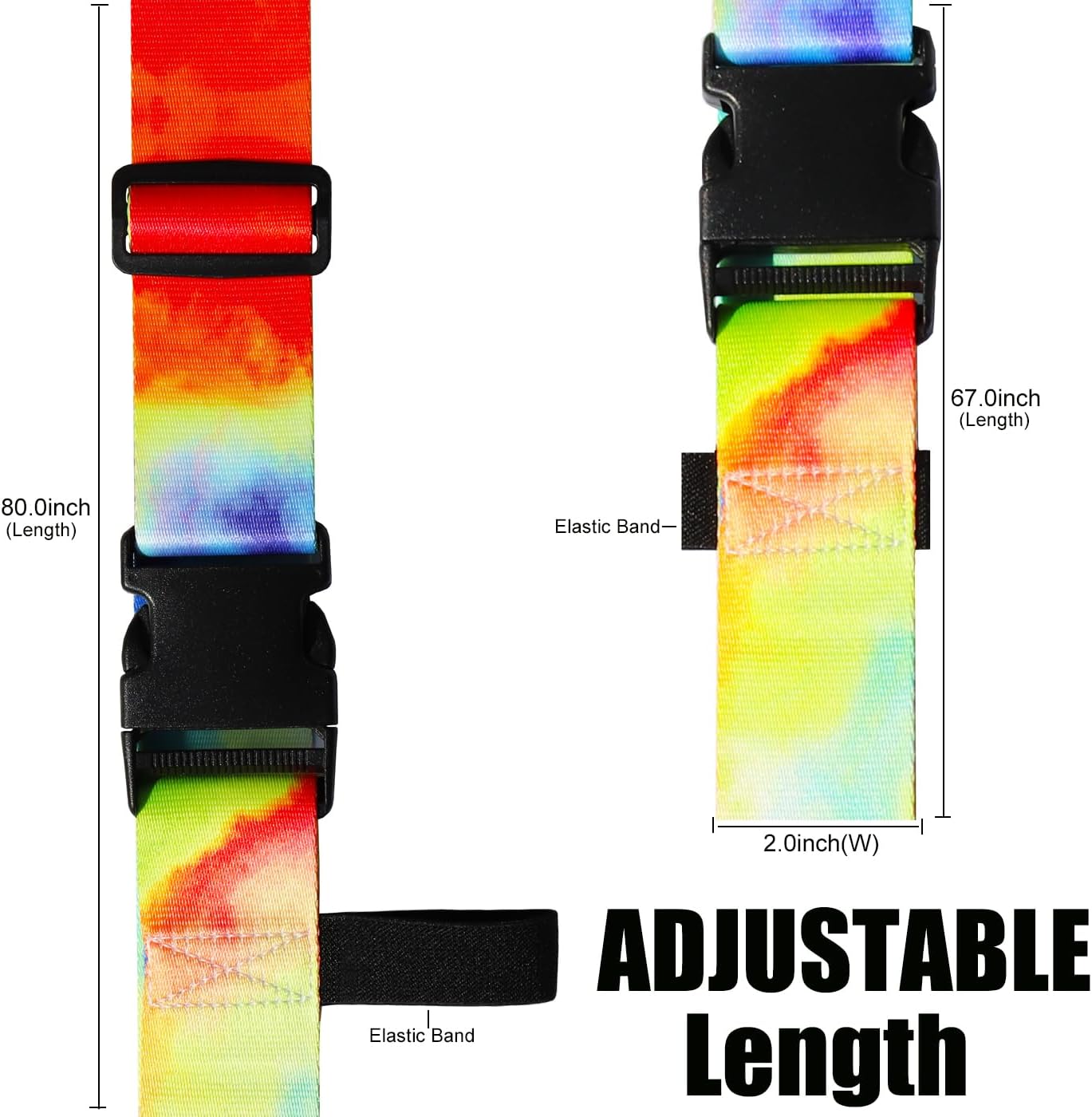 Luggage Straps for Suitcases TSA Approved-2 Pack Bright Personalized Luggage Belt Strap for Suitcase/Carry On Bag Luggage Accessories for Travel (Tie-Dye)