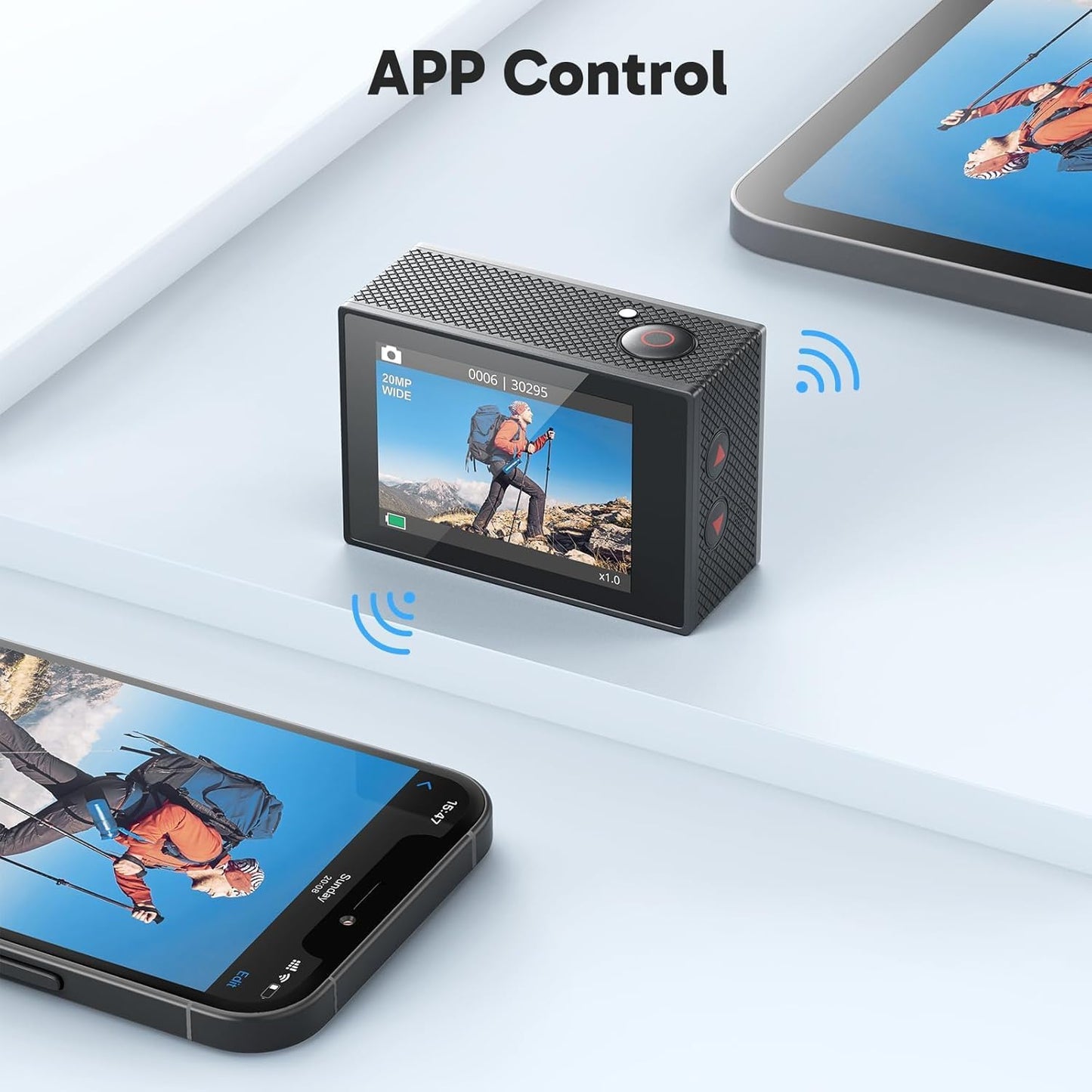 AKASO EK7000 4K30FPS 20MP WiFi Action Camera with EIS Ultra HD 131FT Waterproof Underwater Camera Remote Control 4X Zoom Support External Microphone