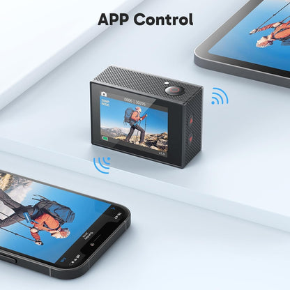 AKASO EK7000 4K30FPS 20MP WiFi Action Camera with EIS Ultra HD 131FT Waterproof Underwater Camera Remote Control 4X Zoom Support External Microphone